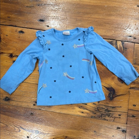 Hanna Andersson Blue Long Sleeve Tee with Subtle Embroidery Size 3T - Picture 1 of 5
